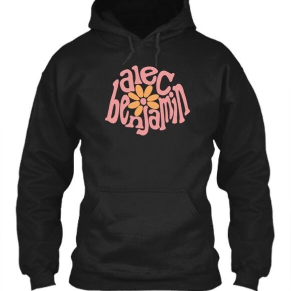 Los Angeles Apparel Alec Benjamin Flower Print Tour Black Hoodie. Unisex. - Picture 1 of 9